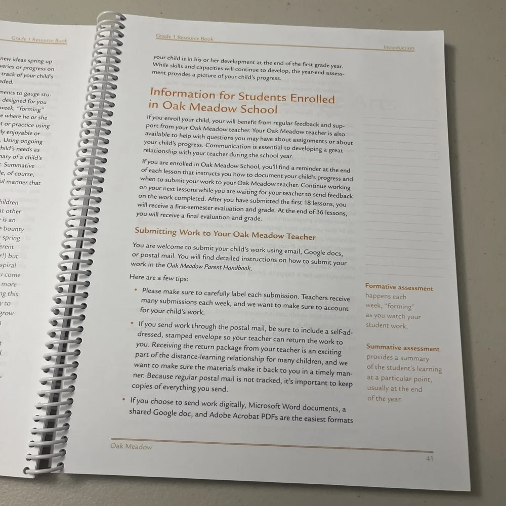Oak Meadow Resource Book Grade 1 Homeschool Class Reading